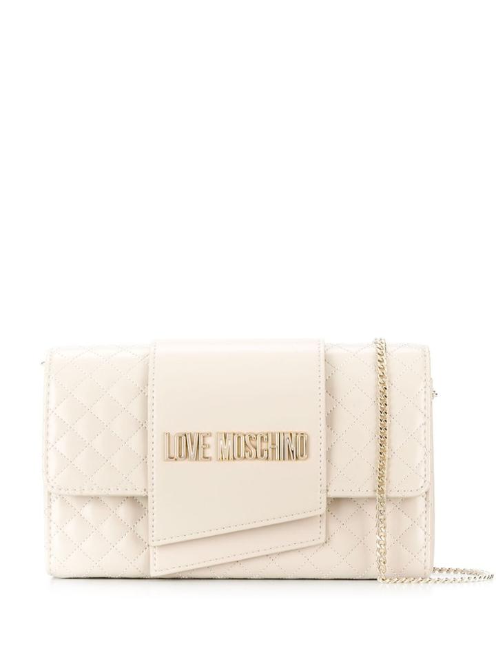 Love Moschino Quilted Foldover Crossbody Bag - Neutrals