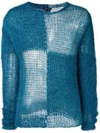 Ann Demeulemeester Knit Panelled Sweater - Blue