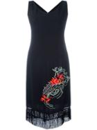 Kenzo Vintage Embroidered Detail Dress, Women's, Size: 40, Black