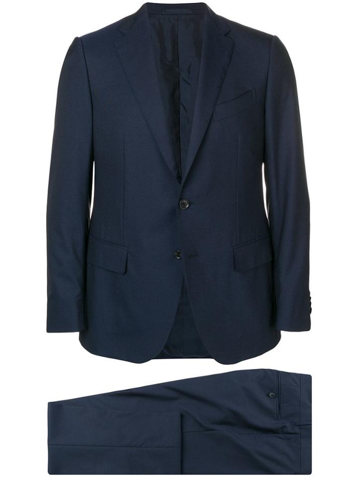 Caruso Slim Single Breasted Suit - Blue