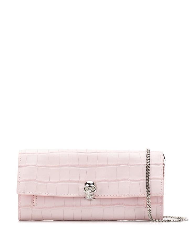 Alexander Mcqueen Skull Snakeskin Clutch Bag - Pink