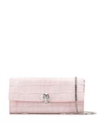 Alexander Mcqueen Skull Snakeskin Clutch Bag - Pink