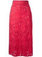 Scanlan Theodore Double Lace Skirt, Women's, Size: 6, Red, Polyamide