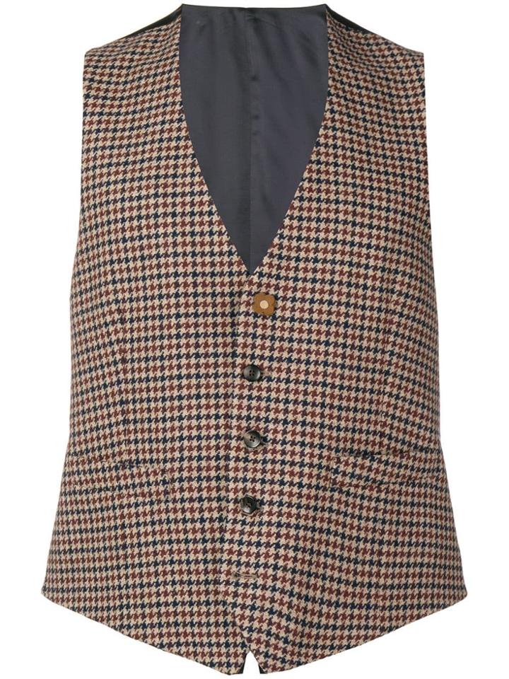 Lardini Checked Tailored Waistcoat - Brown