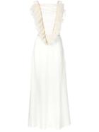 Alessandra Rich Ruffled Tulle Bib Dress, Women's, Size: 42, White, Silk/spandex/elastane