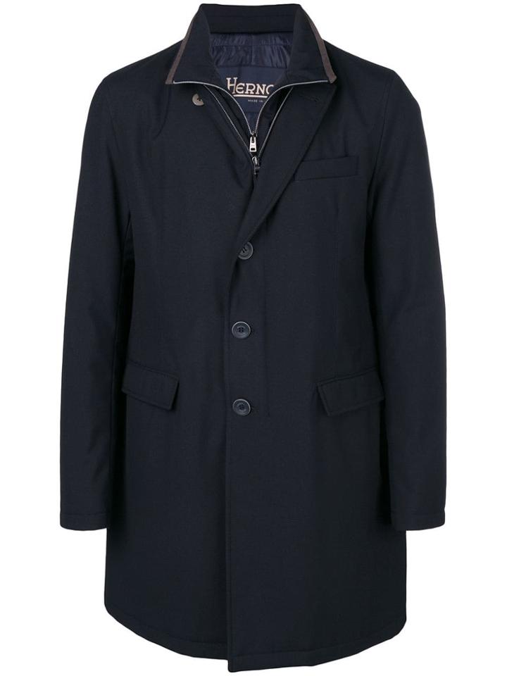 Herno High Neck Tailored Coat - Blue