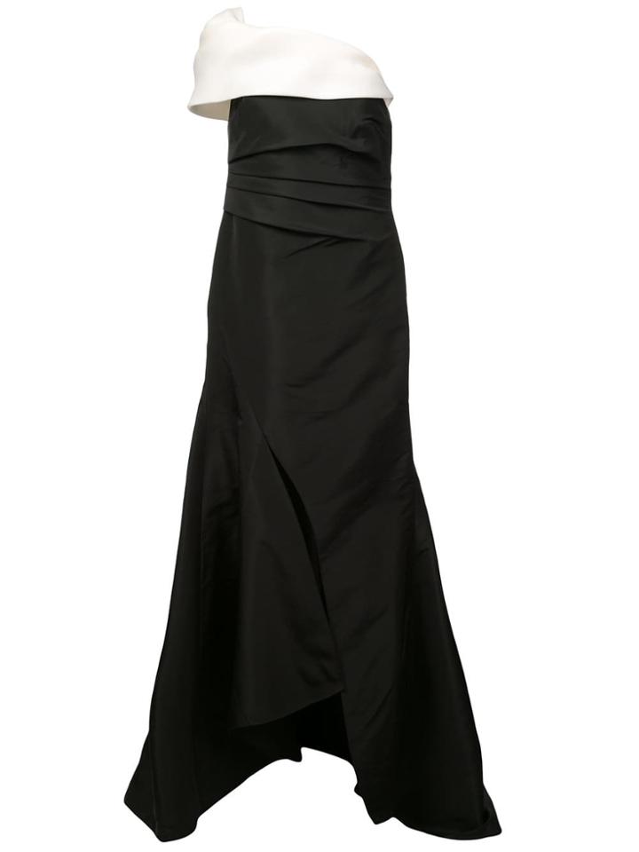 Oscar De La Renta Bicolour One Shoulder Gown - Black