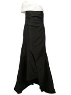 Oscar De La Renta Bicolour One Shoulder Gown - Black
