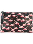 Red Valentino Flamingo Print Clutch, Women's, Black, Leather