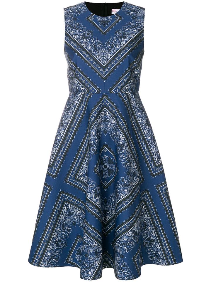 Red Valentino Paisley Print Flared Dress - Blue