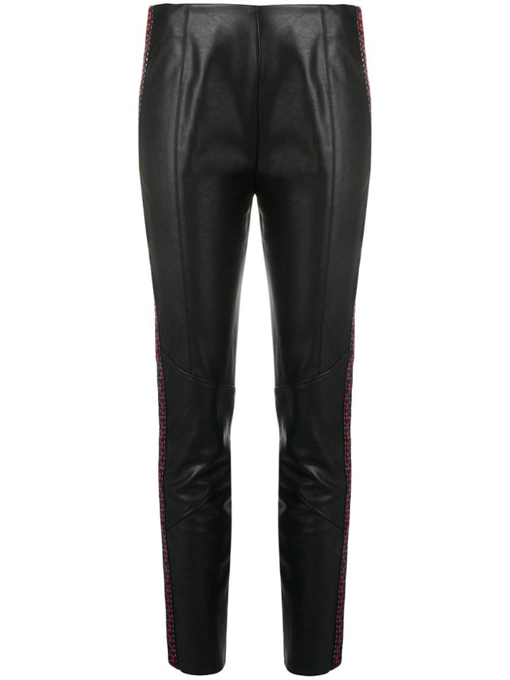 Pinko Side Stripe Faux Leather Skinny Trousers - Black