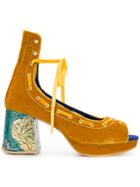 Mikio Sakabe Chunky Heel Lace-up Sandals - Yellow & Orange