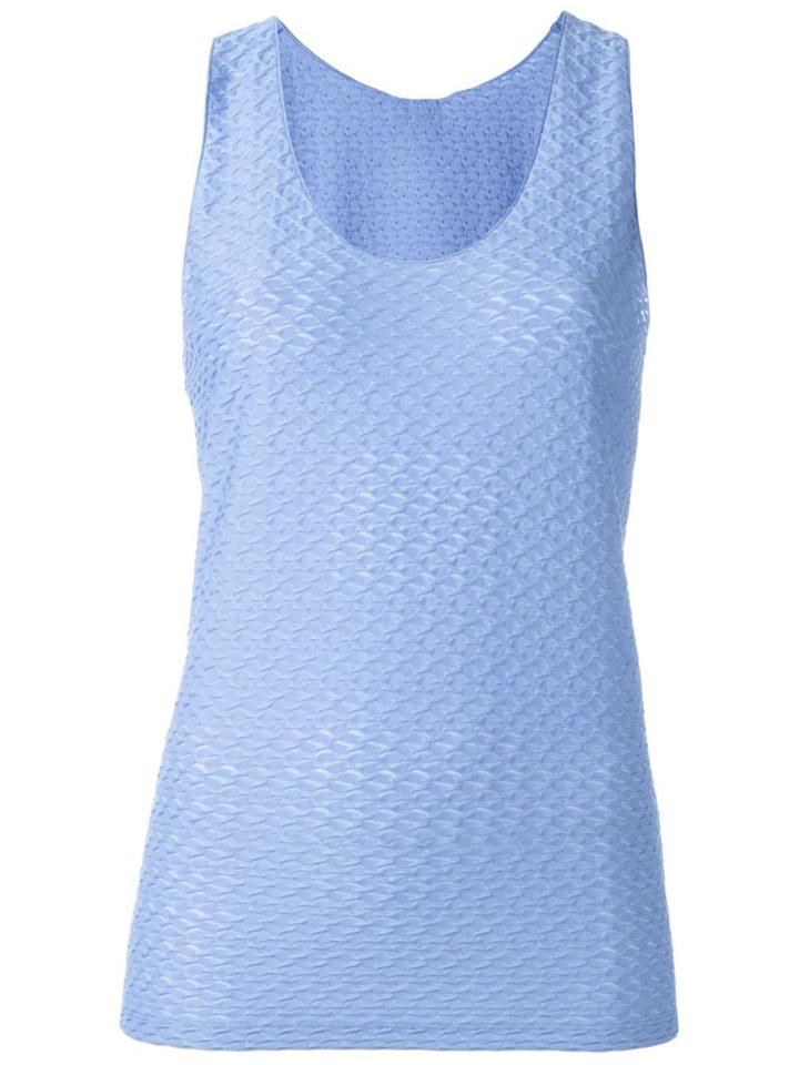 Armani Collezioni Basic Tank Top, Women's, Size: 42, Blue, Polyester/spandex/elastane