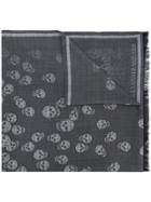 Alexander Mcqueen Skull Motif Scarf - Grey