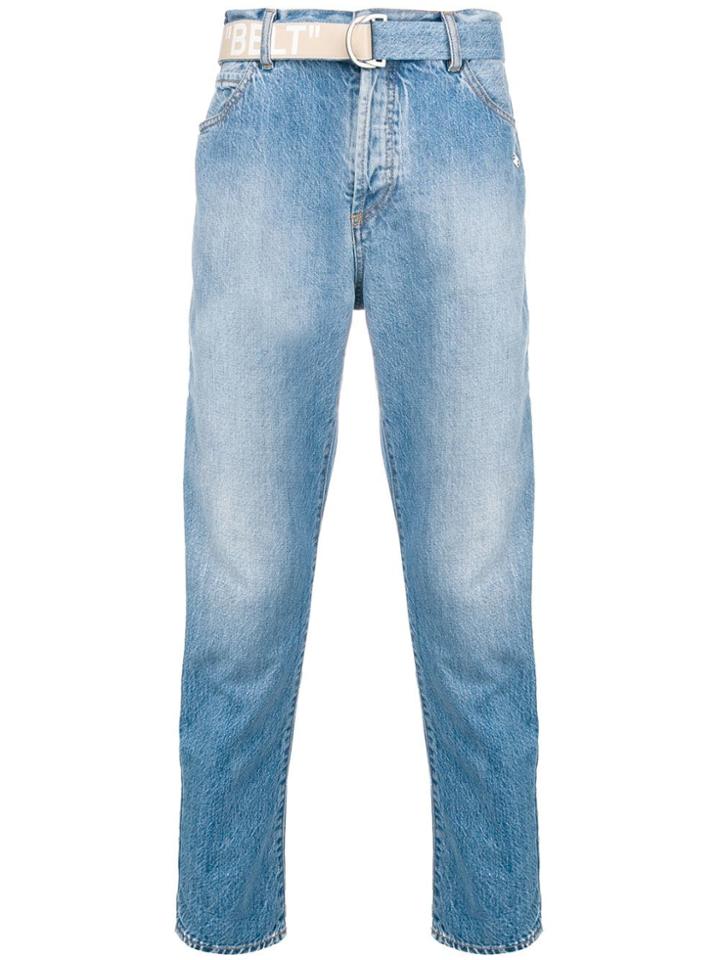 Off-white Belted Straight-leg Jeans - Blue
