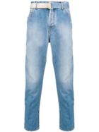 Off-white Belted Straight-leg Jeans - Blue