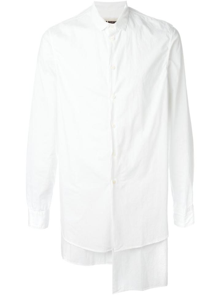 Uma Wang Asymmetric Shirt, Men's, Size: L, White, Cotton/spandex/elastane