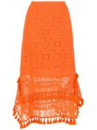Nk Lace Midi Skirt - Orange