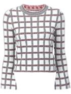 Derek Lam 10 Crosby Checked Slit Longsleeved Blouse, Women's, Size: Small, White, Wool