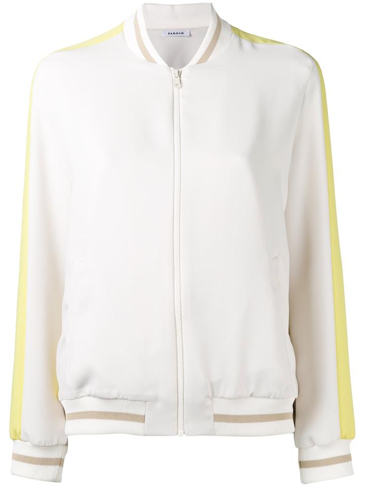 P.a.r.o.s.h. Striped-cuff Bomber Jacket, Women's, White, Polyamide/polyester/viscose