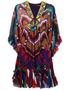 Roberto Cavalli Ruffled Shift Dress, Women's, Size: 42, Silk