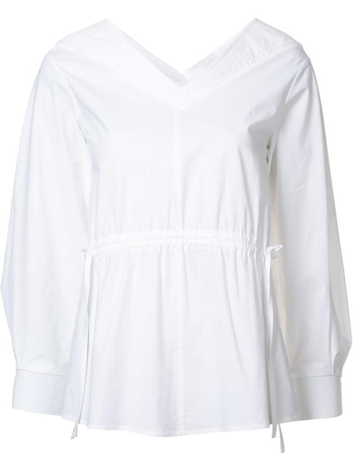 Derek Lam Drawstring Waist Blouse, Women's, Size: 44, White, Cotton/elastodiene
