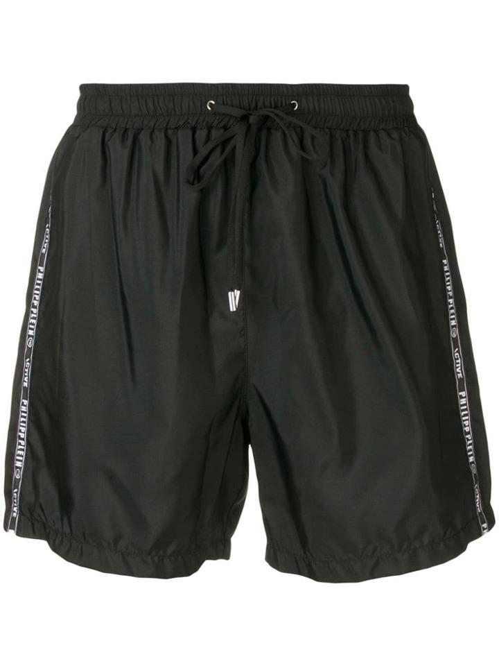 Philipp Plein Appliqué Stripes Swim Shorts - Black