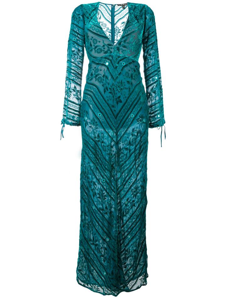 For Love And Lemons Velvet Deep V-neck Gown, Women's, Size: Small, Green, Silk/rayon/polyester/spandex/elastane