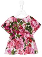Dolce & Gabbana Kids Rose Print Dress, Girl's, Size: 18-24 Mth, Pink/purple