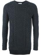 Ports 1961 Cable Knit Jumper, Men's, Size: Medium, Grey, Wool