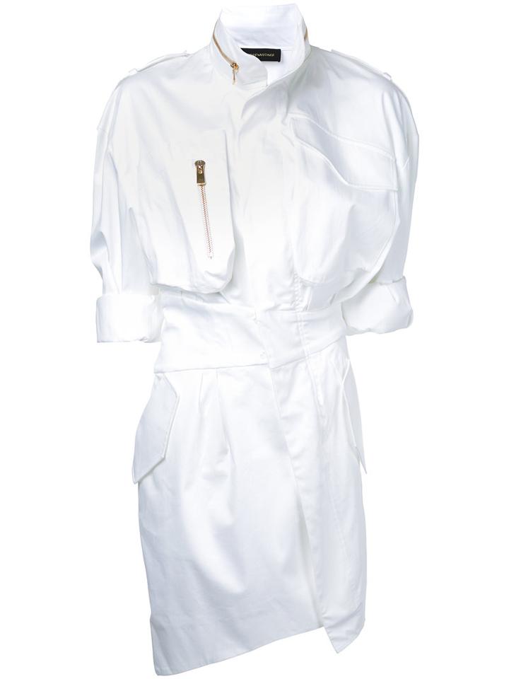 Alexandre Vauthier - Zipped Shirt Dress - Women - Cotton/spandex/elastane - 38, White, Cotton/spandex/elastane