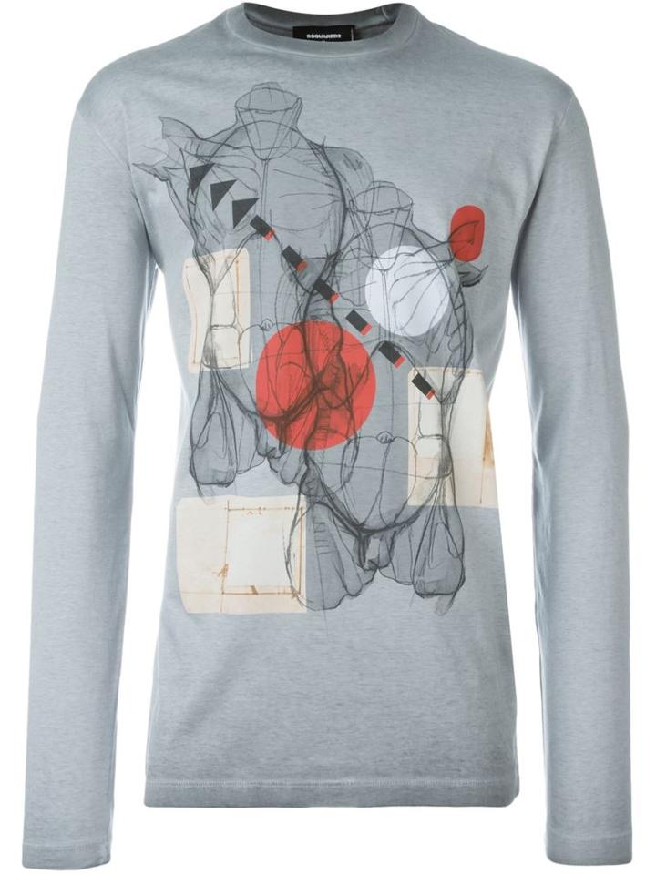 Dsquared2 Anatomy Print T-shirt, Men's, Size: Large, Grey, Cotton