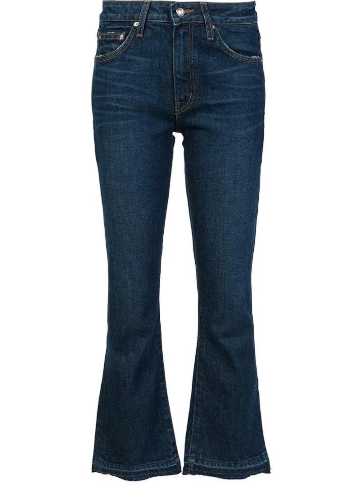 Derek Lam 10 Crosby Flared Cropped Jeans, Women's, Size: 24, Blue, Cotton/elastodiene