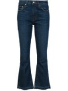 Derek Lam 10 Crosby Flared Cropped Jeans, Women's, Size: 24, Blue, Cotton/elastodiene