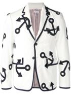 Thom Browne Embroidered Anchor Corduroy Sport Coat - White