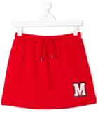 Msgm Kids Teen Sequin Logo Skirt - Red