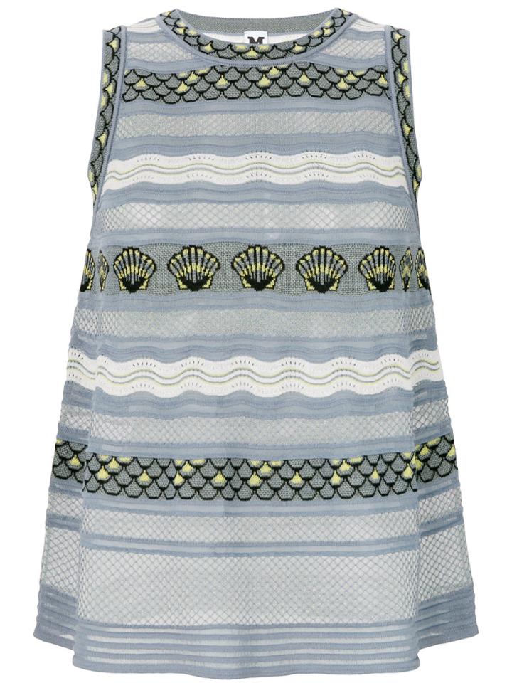 M Missoni Striped Knit Tank Top - Grey