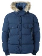 Stone Island Zip Up Hooded Jacket, Men's, Size: Large, Blue, Polyamide/polyurethane Resin/feather Down