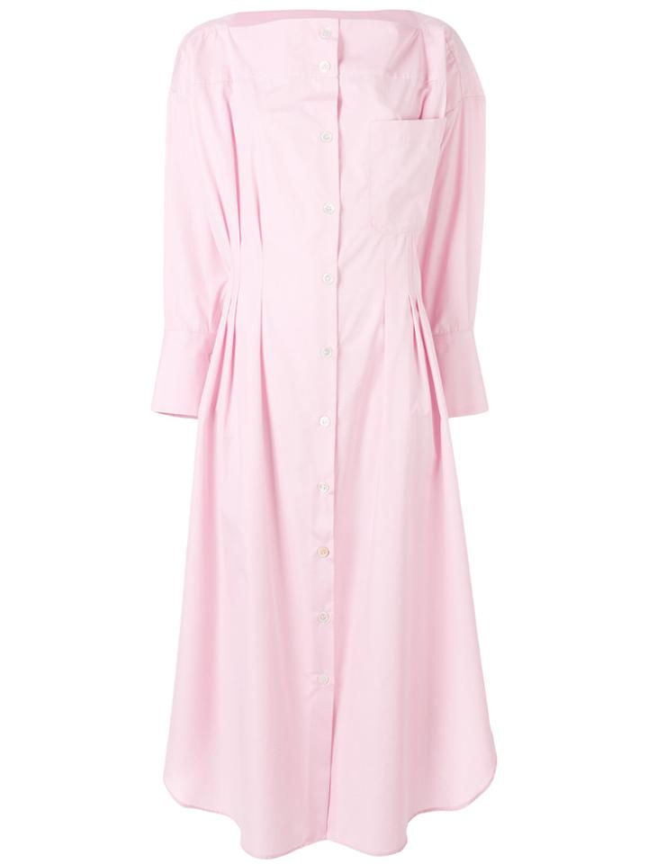 Erika Cavallini Gathered Midi Shirt Dress - Pink & Purple