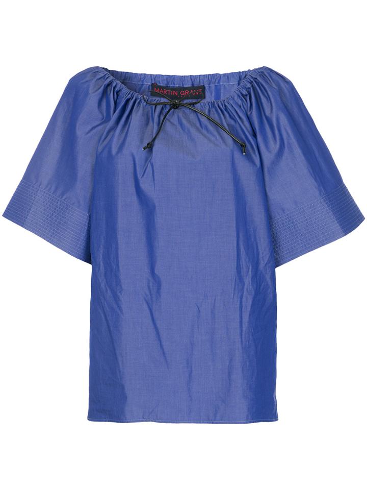 Martin Grant Drawstring Neck Top - Blue