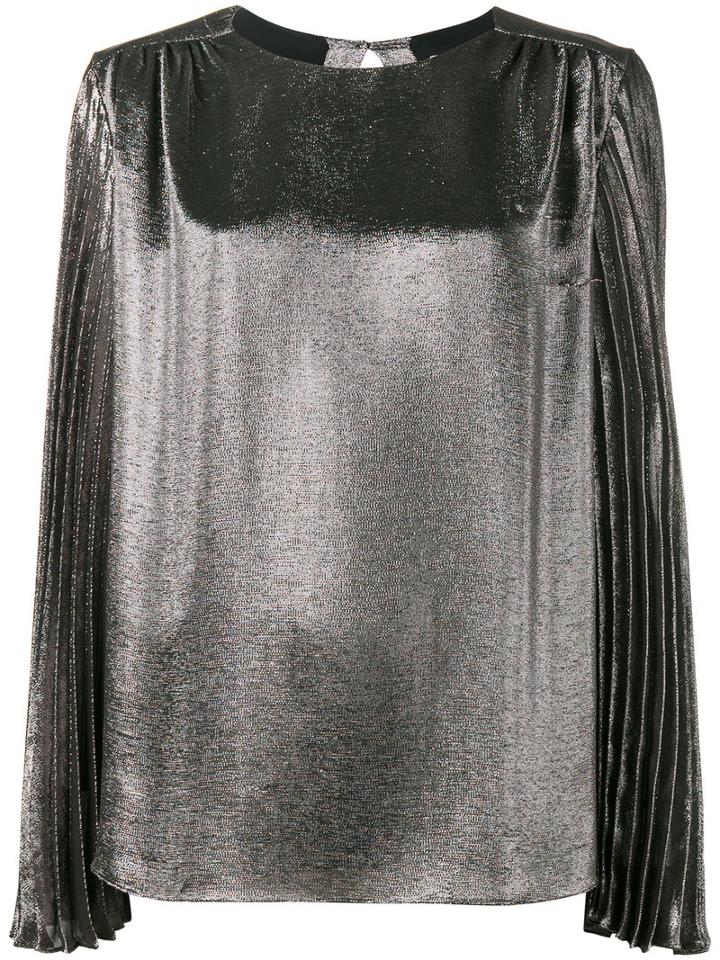 Christopher Kane - Pleated Long Sleeve Blouse - Women - Silk/polyester/acetate - 46, Pink/purple, Silk/polyester/acetate