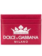 Dolce & Gabbana Grained King Print Card Holder - Red