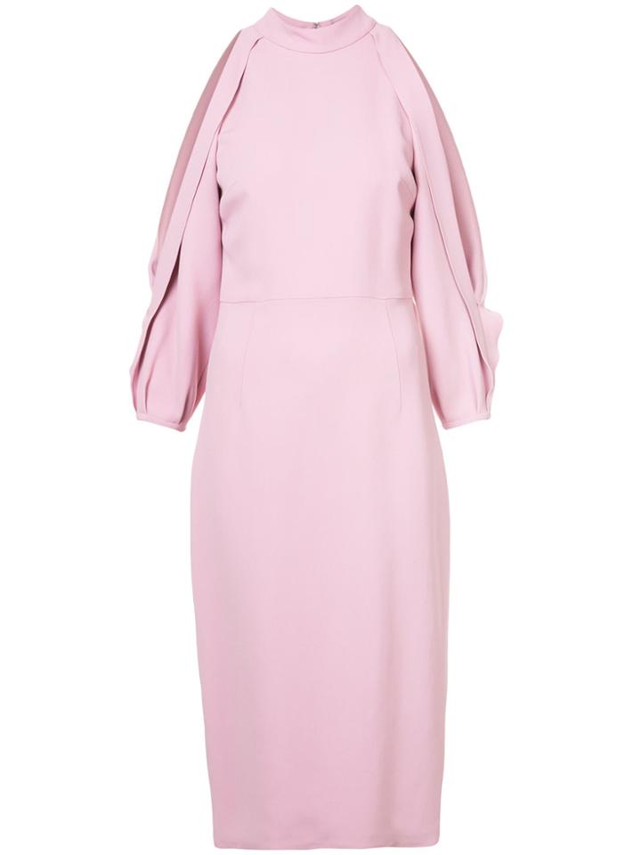 Cushnie Et Ochs Slit Sleeves Fitted Dress - Pink & Purple