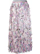 Ultràchic Fringed Midi Skirt - Pink