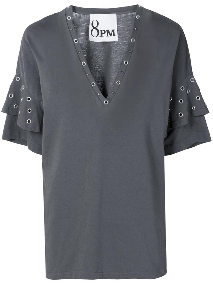 8pm Eyelets Embellished Top - Grey