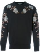 Alexander Mcqueen Rose Embroidered Sweatshirt, Men's, Size: Xl, Black, Cotton/polyester/viscose
