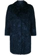 's Max Mara Textured Hooded Coat - Blue