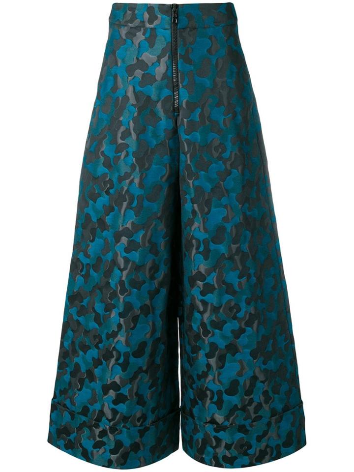 Ultràchic Camouflage Jacquard Palazzo Pants - Blue