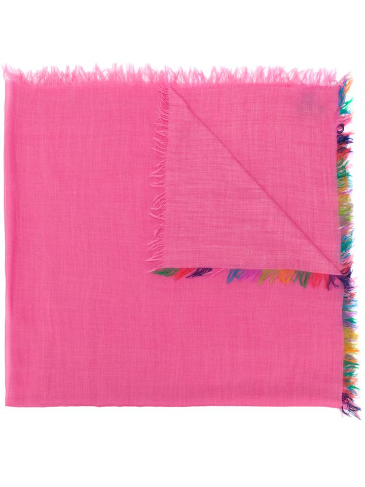 Loro Piana Fringed-hem Scarf - Pink & Purple
