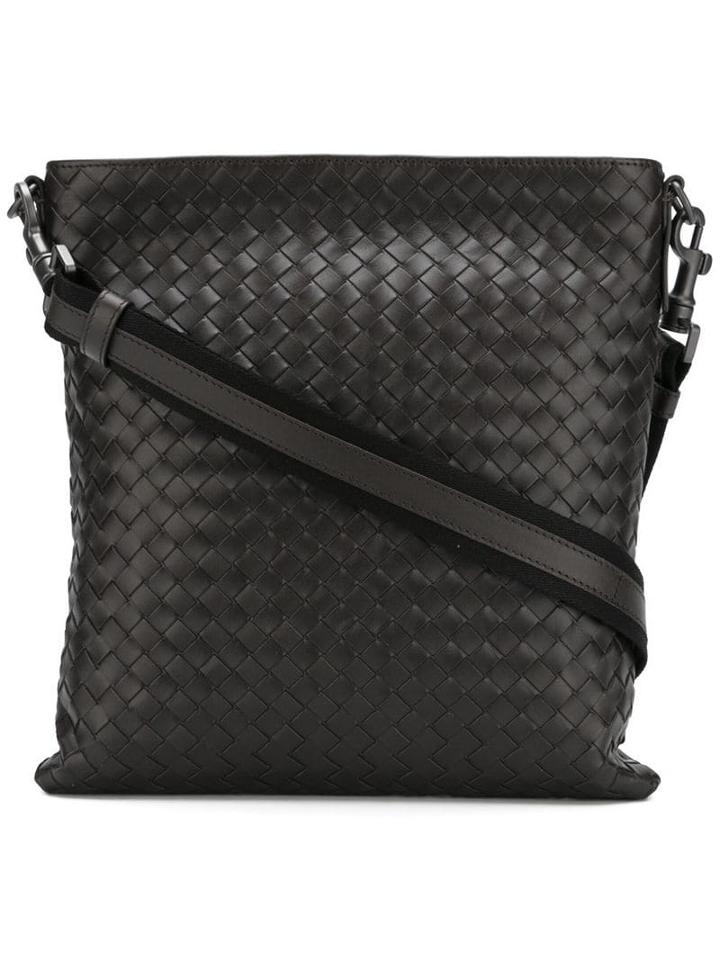 Bottega Veneta Espresso Nero Intrecciato Small Messenger Bag - Brown